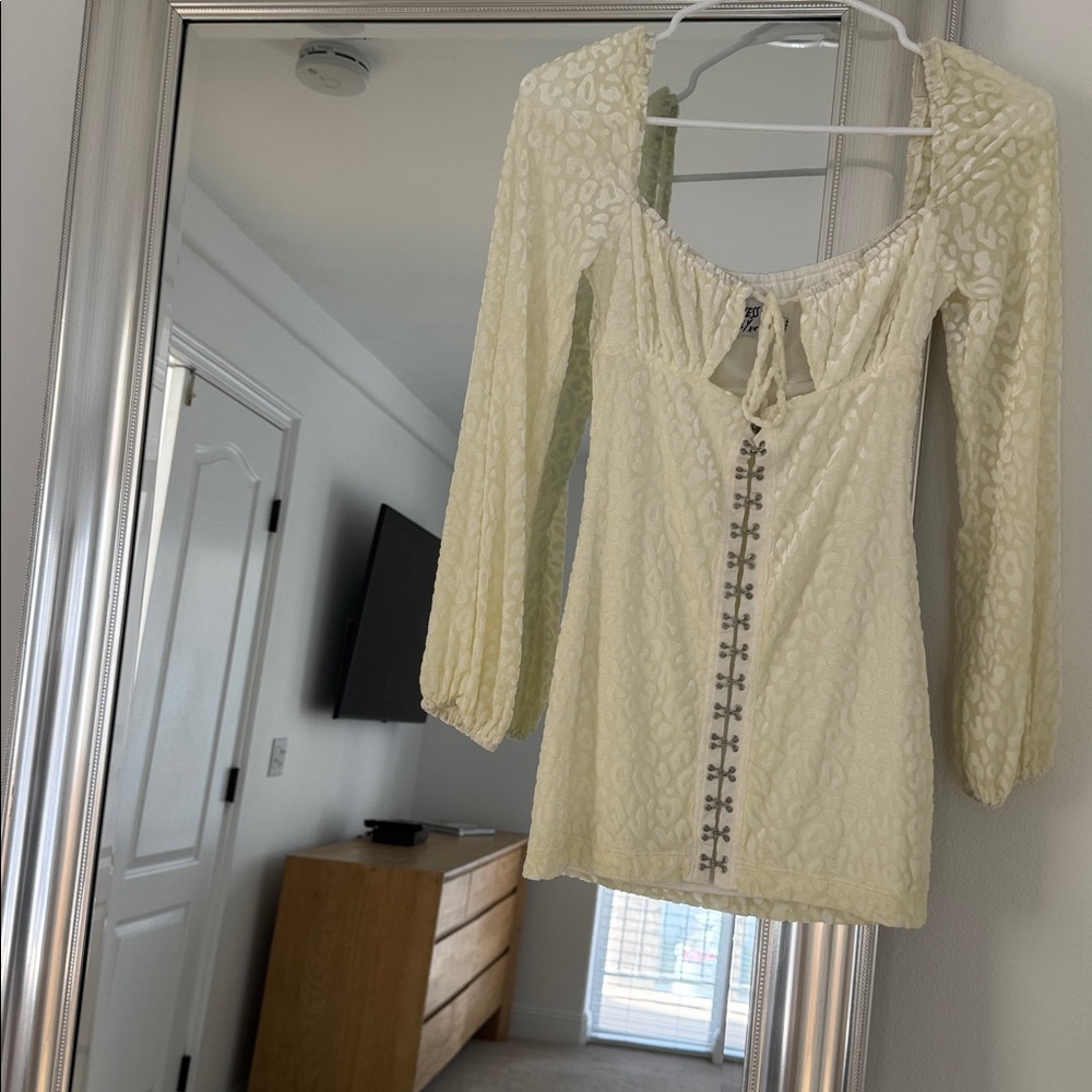 Oh Polly Cream Textured Mini Dress